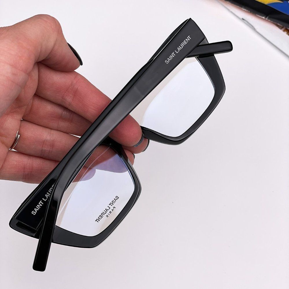 Saint Laurent SL291 001 Eyeglasses Black Blue Block Cat Eye Women - Picture 3 of 11